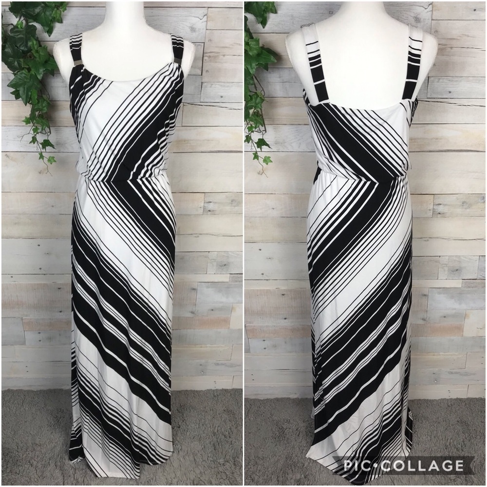 WHBM Sleeveless Bias Striped Maxi Dress Small - Picture 2 of 4
